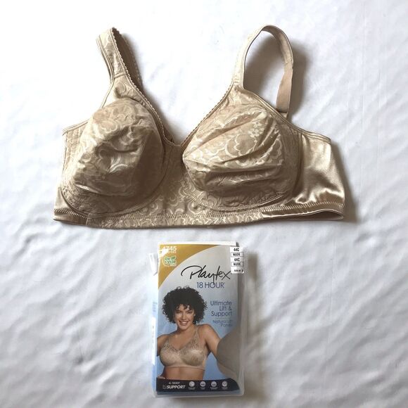 NEW Playtex 4745 18 Hour Wire Free Full Support Bra 44C Nude Beige Ultimate Lift - Picture 1 of 9